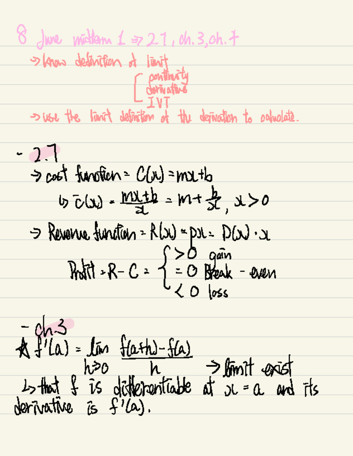 MAT Notes 2 - 8 June midterm 1 = 2. 7 , Ch . 3 , Ch . 4 > know ...