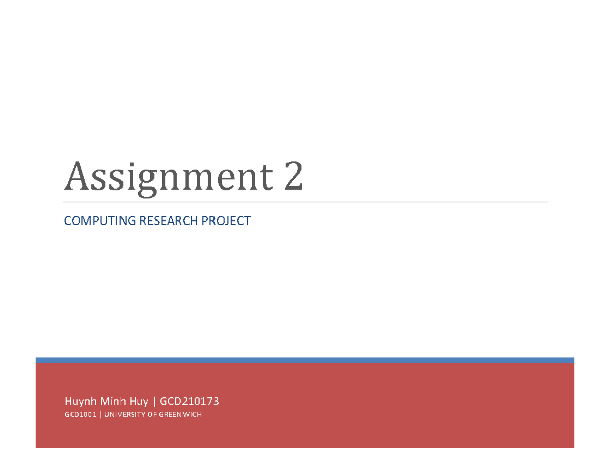 Assignment 2 - Computing Research Project - Huynh Minh Huy | GCD ...