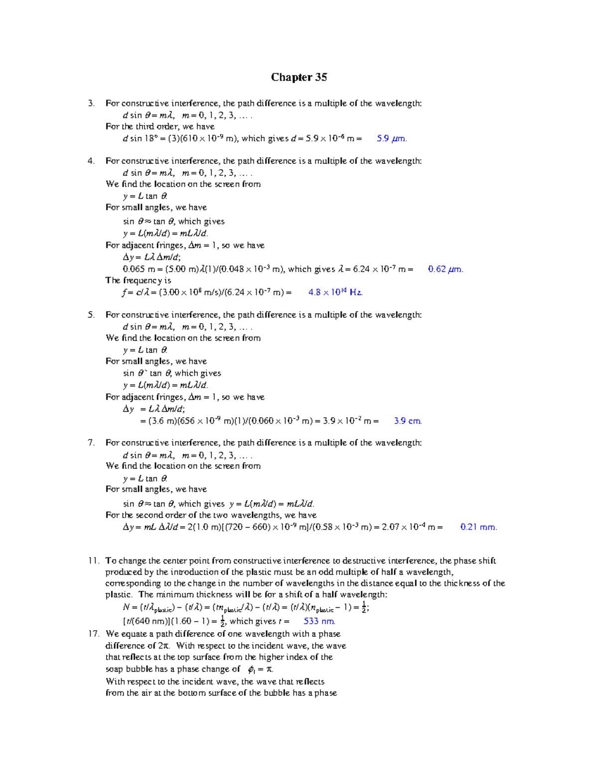Converted-chapter 35 - note - Chapter 35 For constructive interference ...