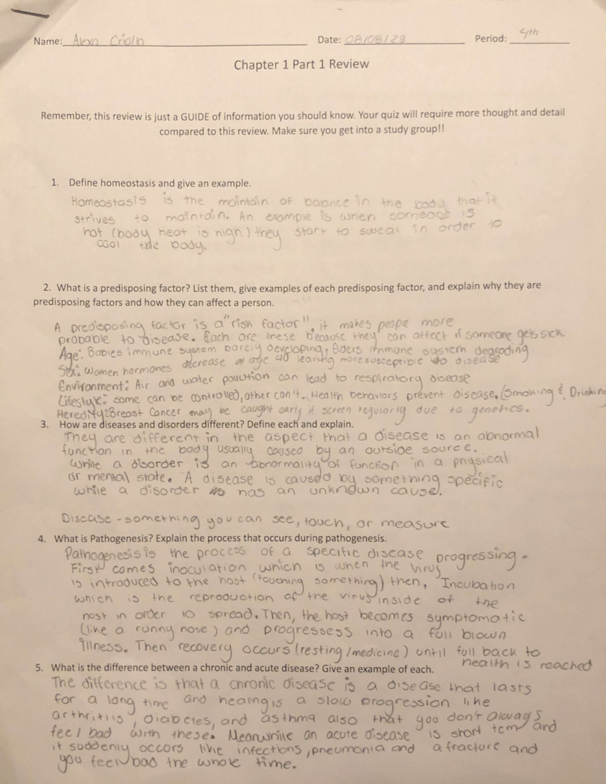 Pathophysiology Chapter 1 Part 1 Review - Studocu