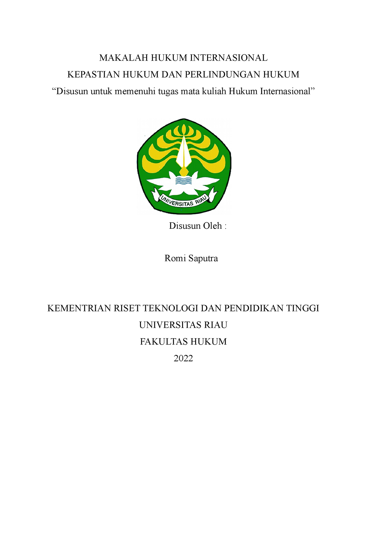 Kepastian Hukum Dan Perlindungan Hukum - MAKALAH HUKUM INTERNASIONAL ...