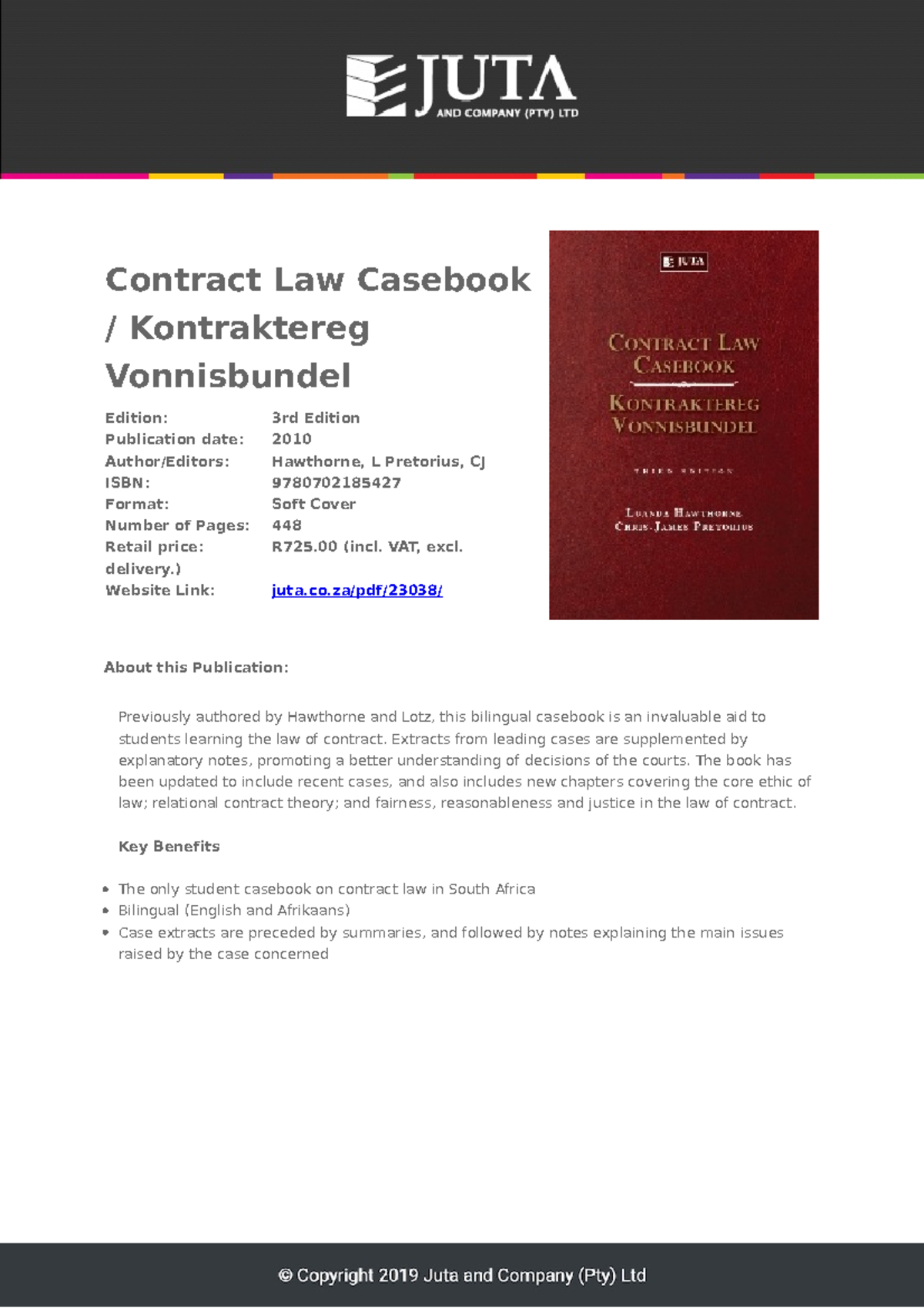 Pdf CASE BOOK FOR CONTRACT LAW - PVL3702 - Unisa - Studocu