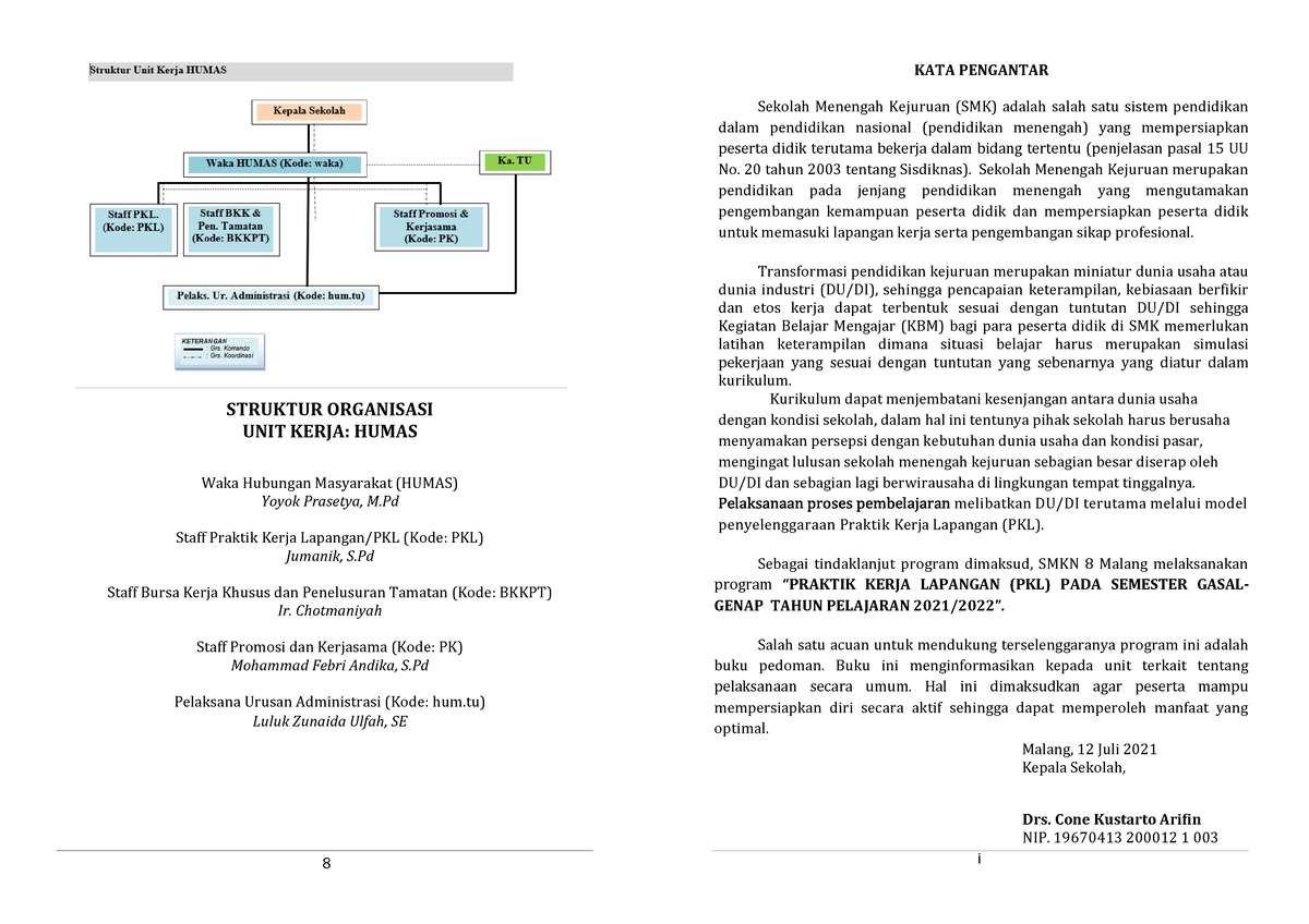 Buku Pedoman Pklk8 Content Struktur Organisasi Unit Kerja Humas Waka Hubungan Masyarakat
