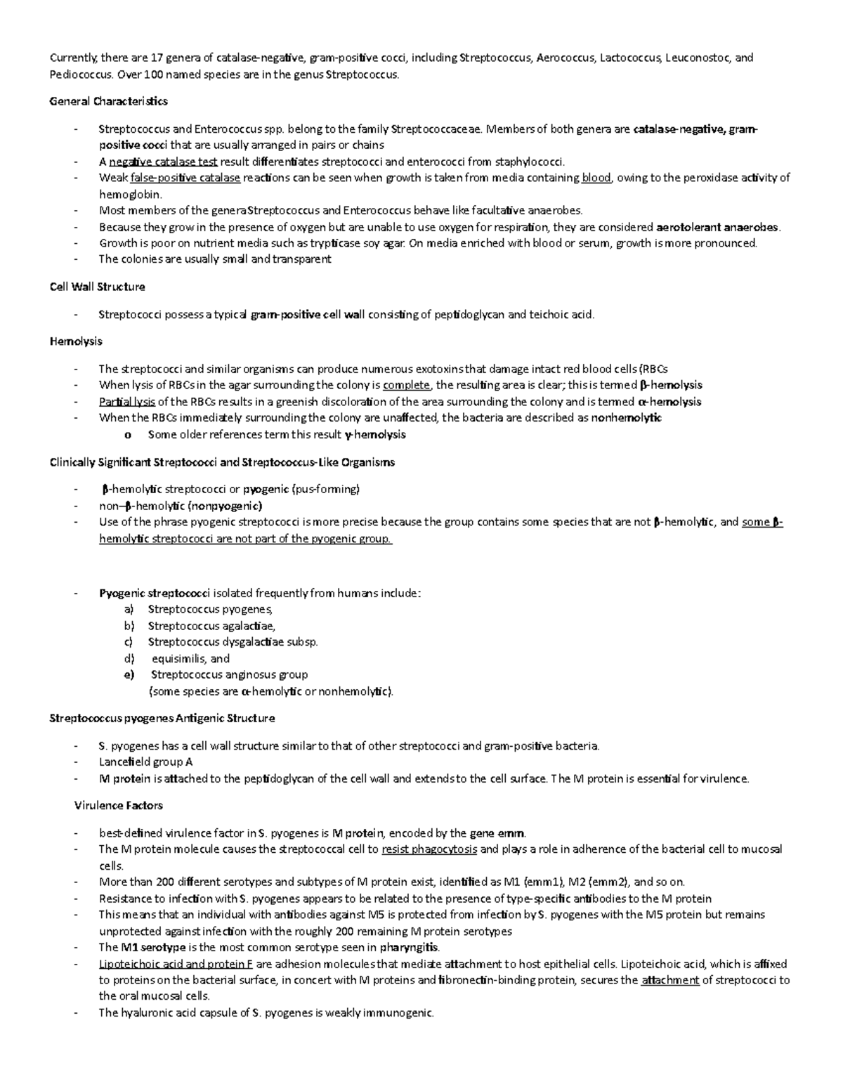 MT 37 lec Strep - Currently, there are 17 genera of catalase-negative ...