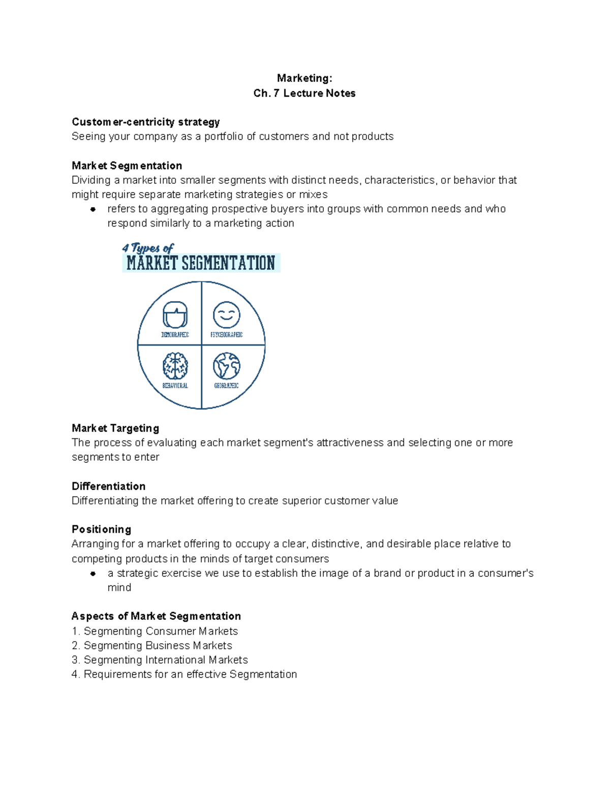 Marketing Ch. 7 - Lecture notes 7 - Marketing: Ch. 7 Lecture Notes ...
