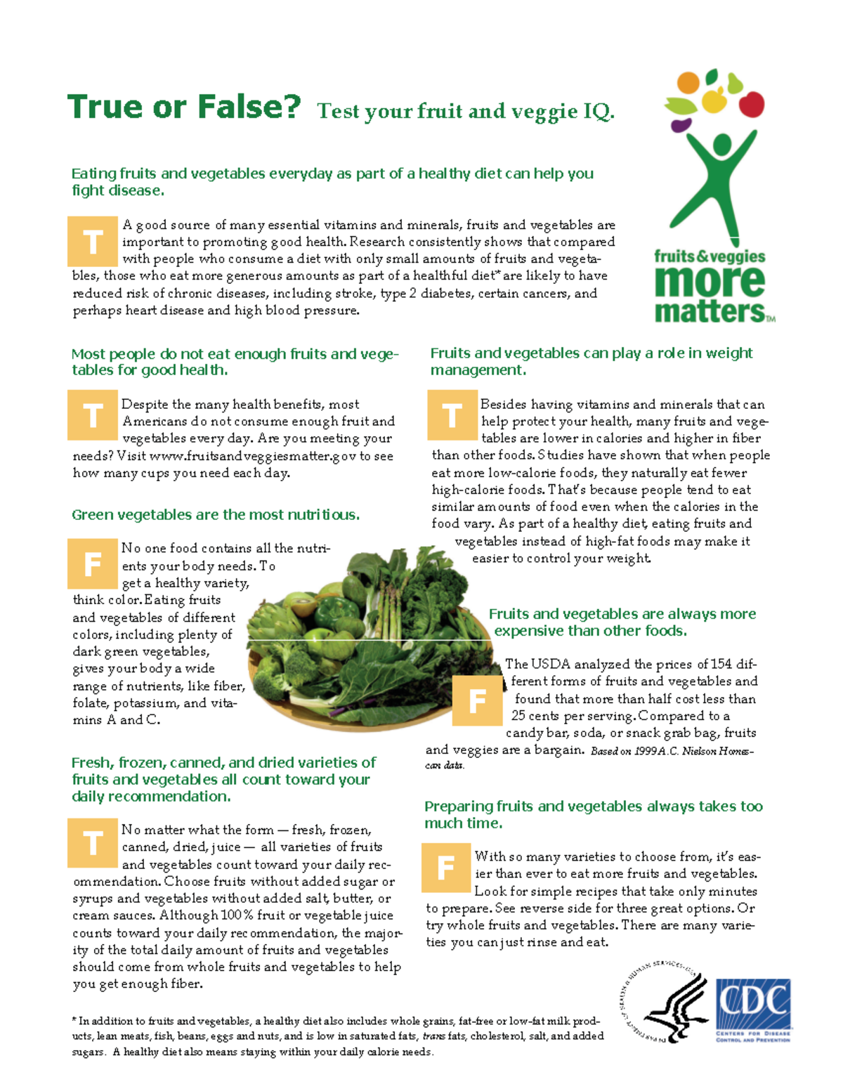 True or False - Test Your Fruit and Veggie IQ - True or False? Test ...