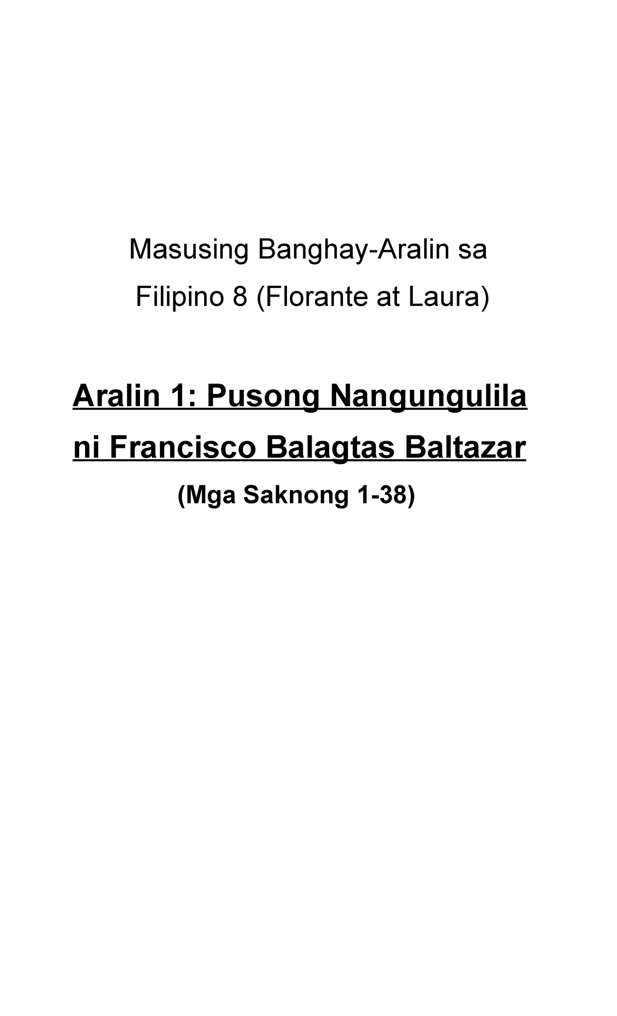 Masusing Banghay Aralin Florante At Laura Masusing Banghay Aralin Sa Filipino 8 Florante At 8530