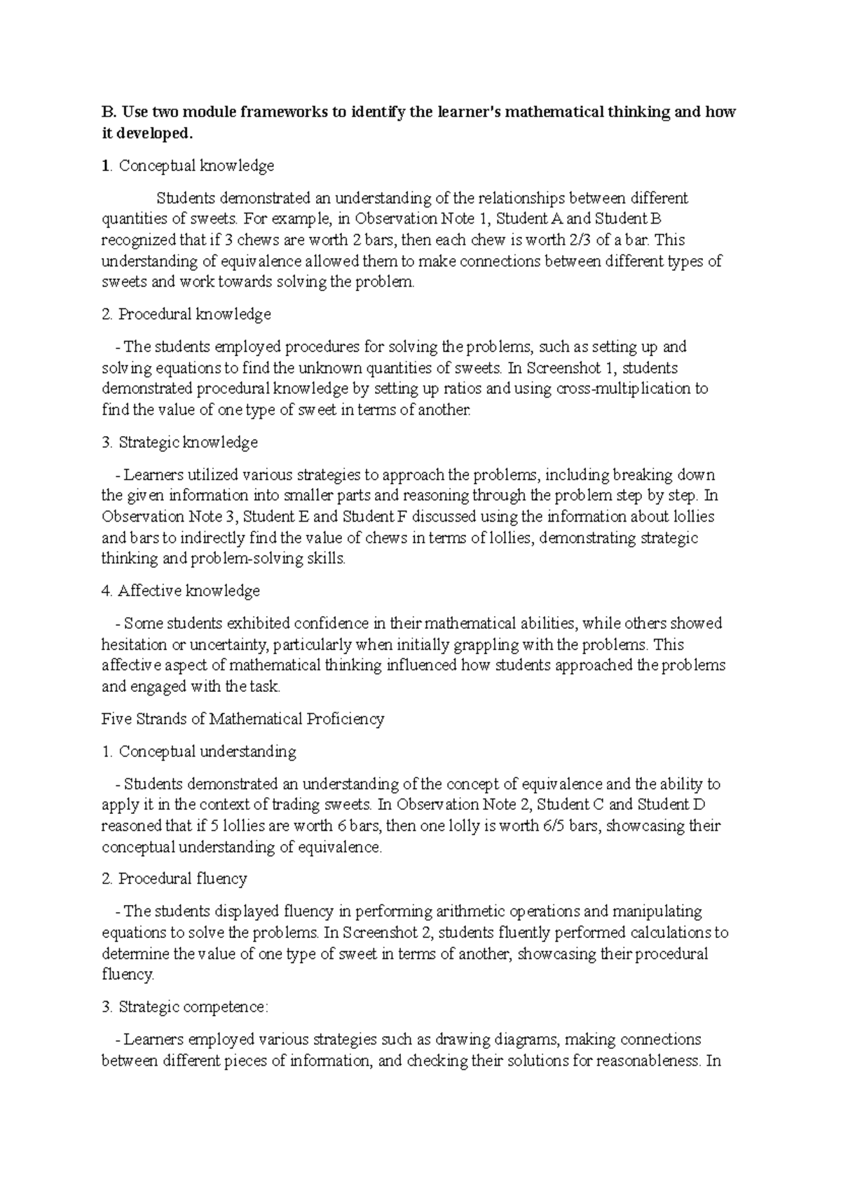 Part B - B. Use two module frameworks to identify the learner's ...
