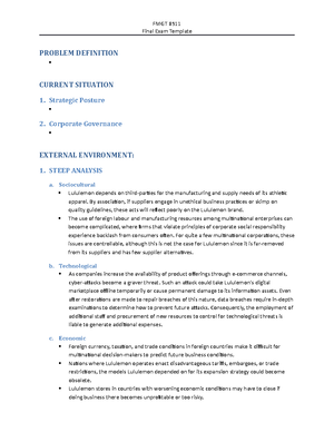 Assignment 3 - Internal Analysis - This Is A Written Assignment. The ...