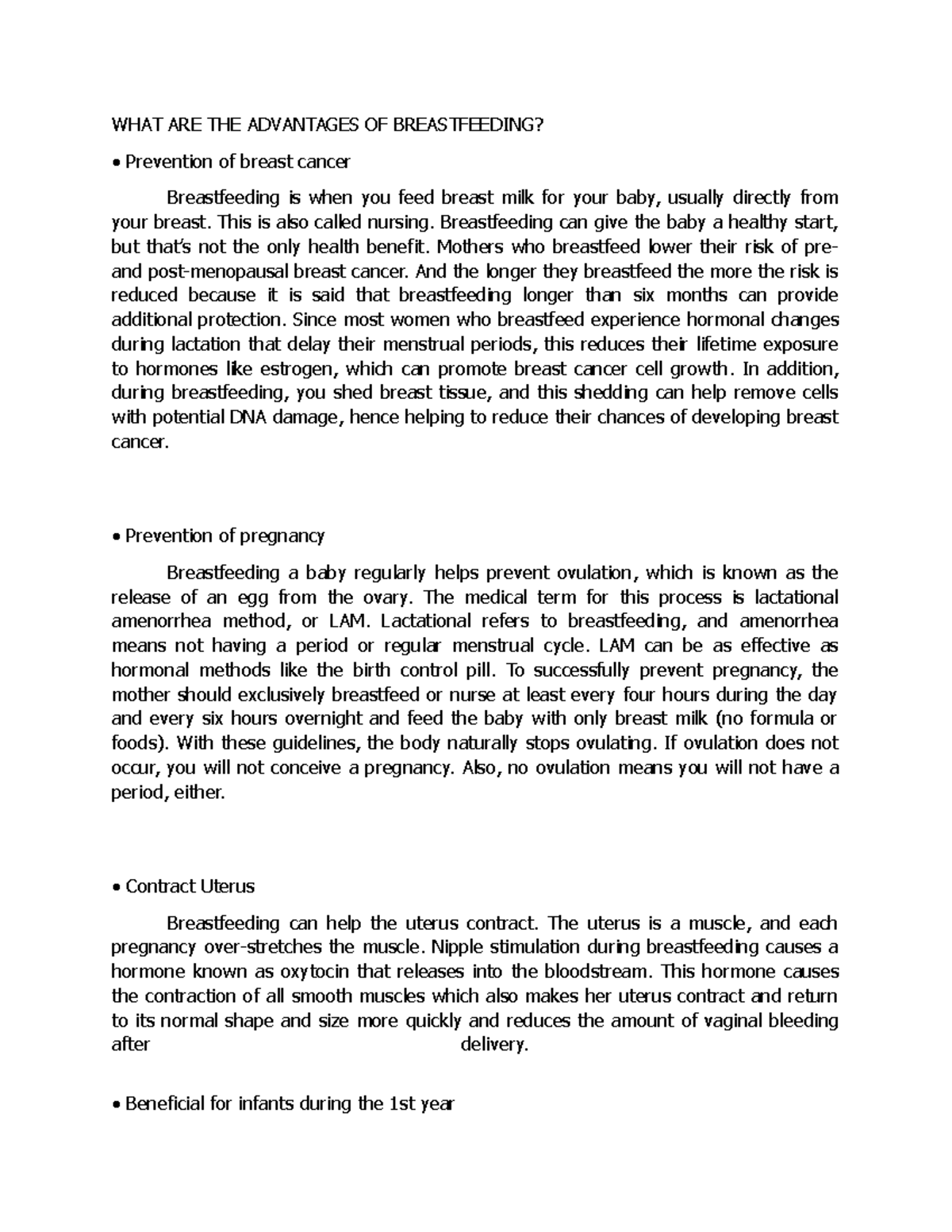 Milk for Infants - advantages of breastfeeding, advantages and