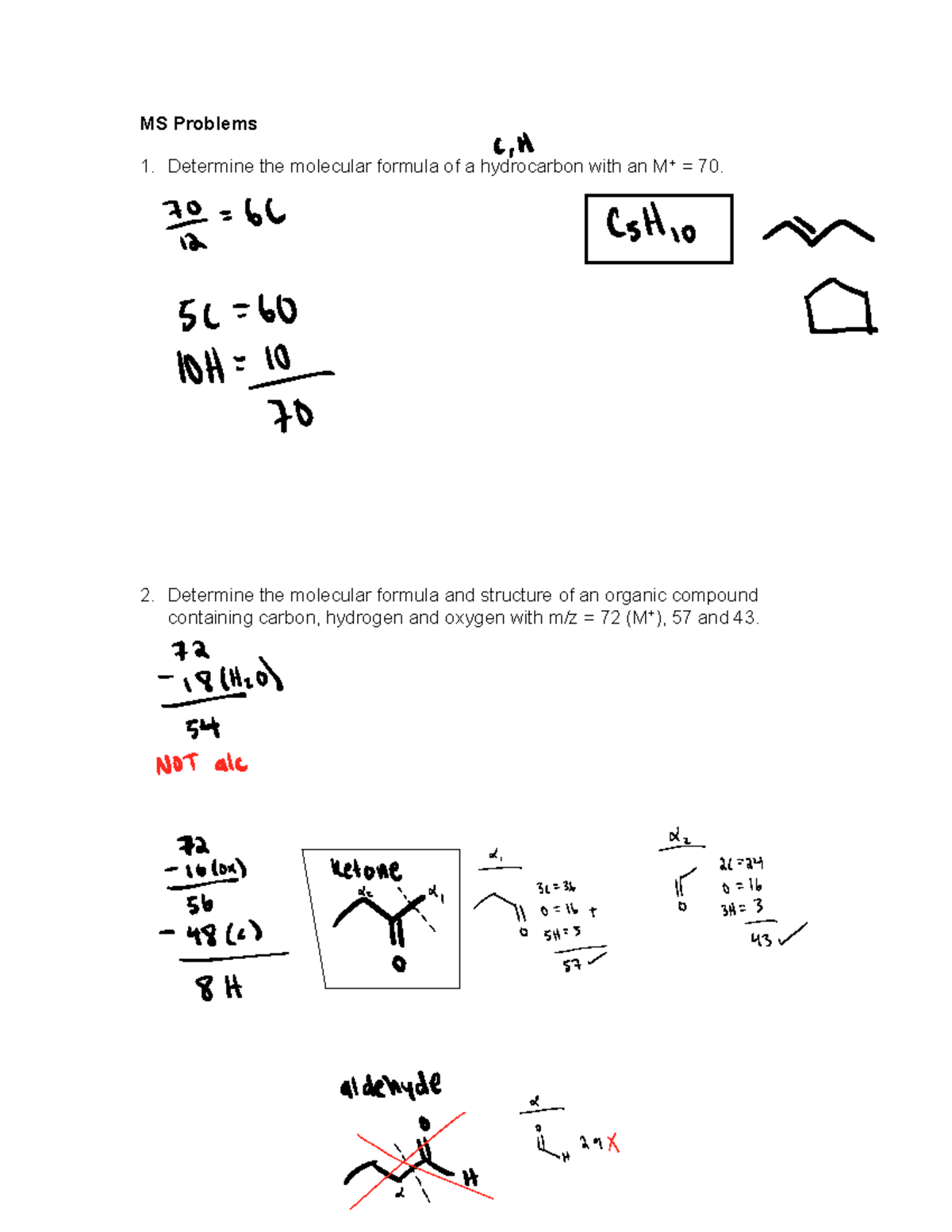 MS Problems - MS Problems Determine the molecular formula of a ...