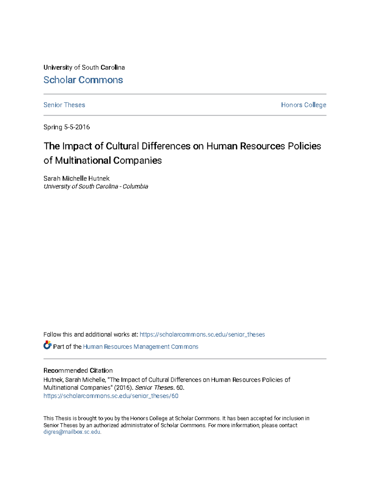 The Impact of Cultural Differences on Human Resources Policies of ...