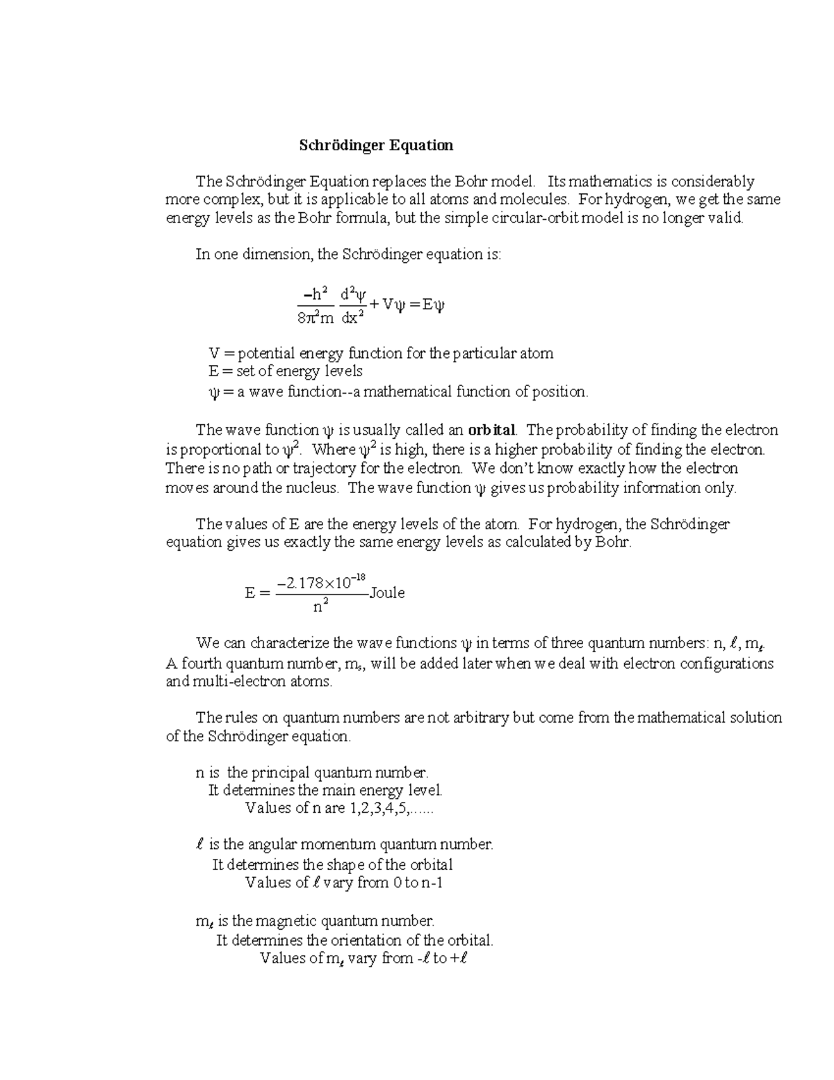 Lecture 5 - Schrödinger Equation The Schrödinger Equation Replaces The ...