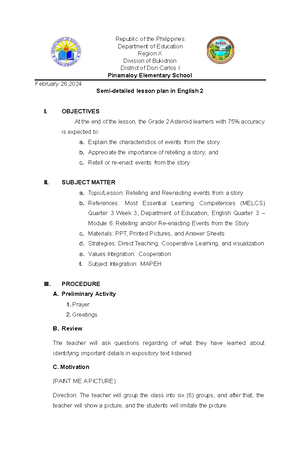DLP - lesson plan - Republic of the Philippines Province of Bukidnon ...
