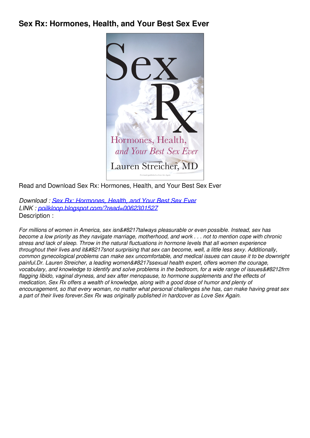 Read Pdf Sex Rx Hormones Health And Your Best Sex Ever Android Sex Rx Hormones Health 7009