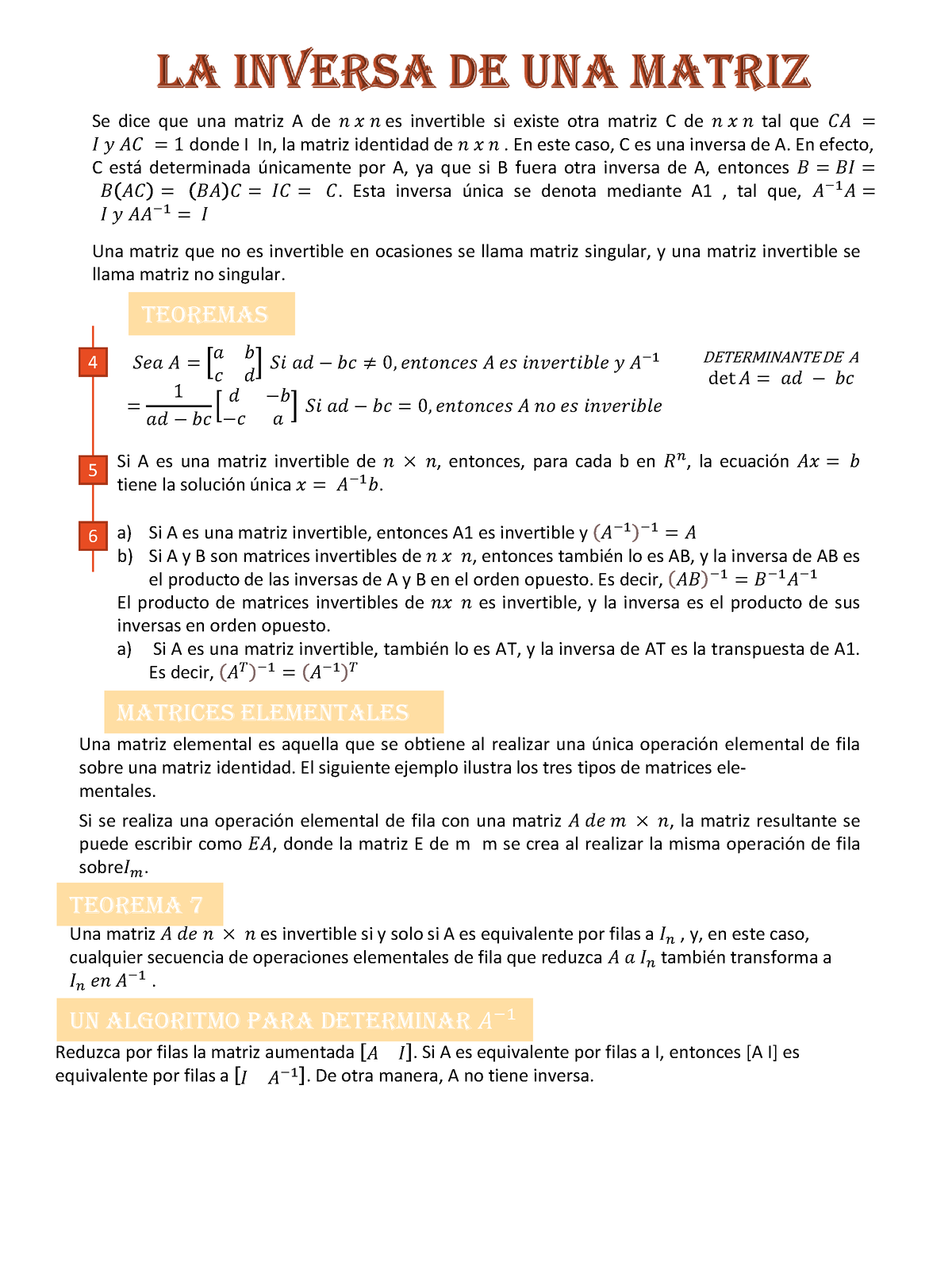 LA Inversa DE UNA Matriz - Una Matrizque ...