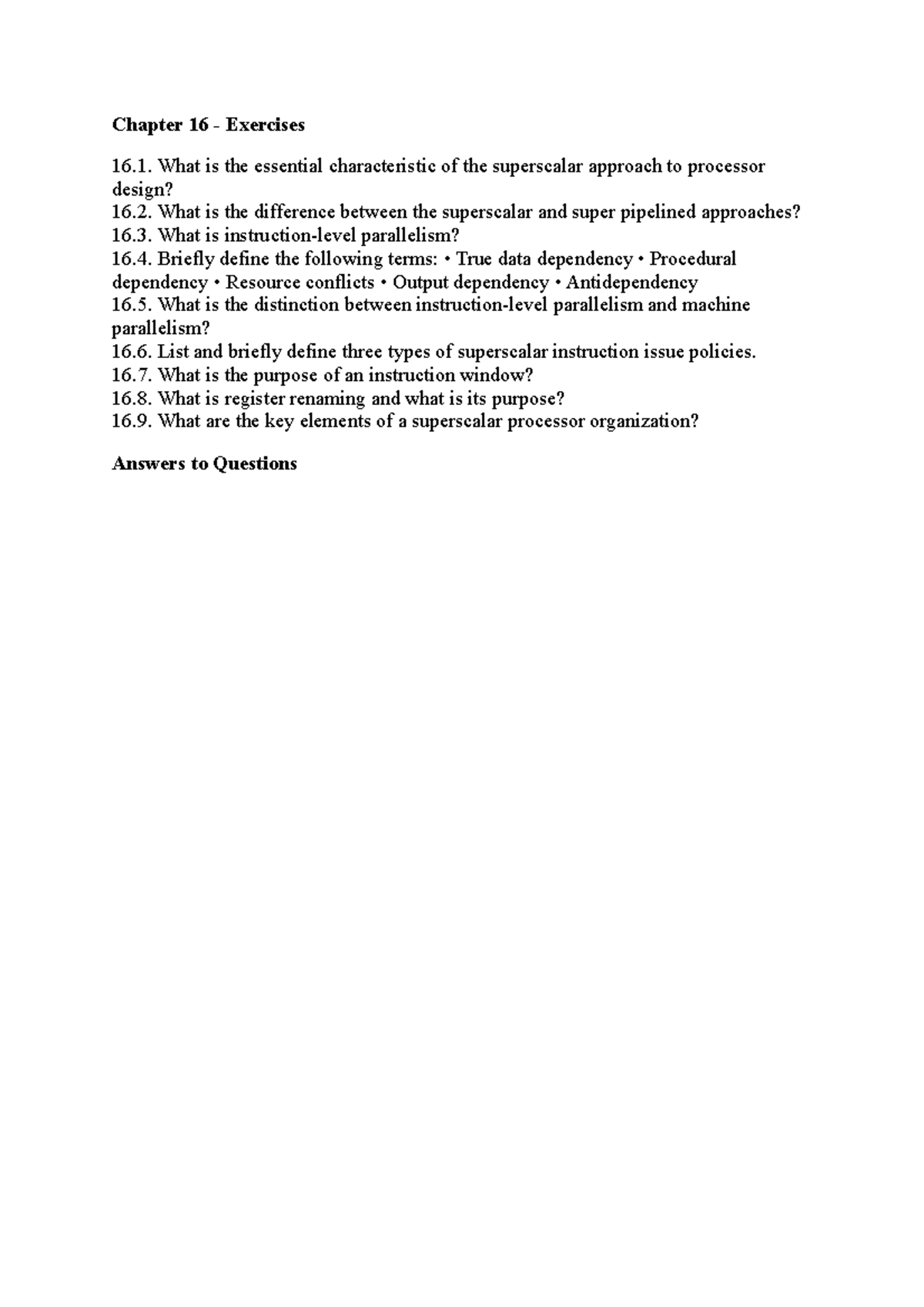 Review questions chapter 16 - Chapter 16 - Exercises What is the ...