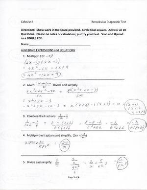 Calculus of One Variable I Study Guide for Module 1 - Studocu