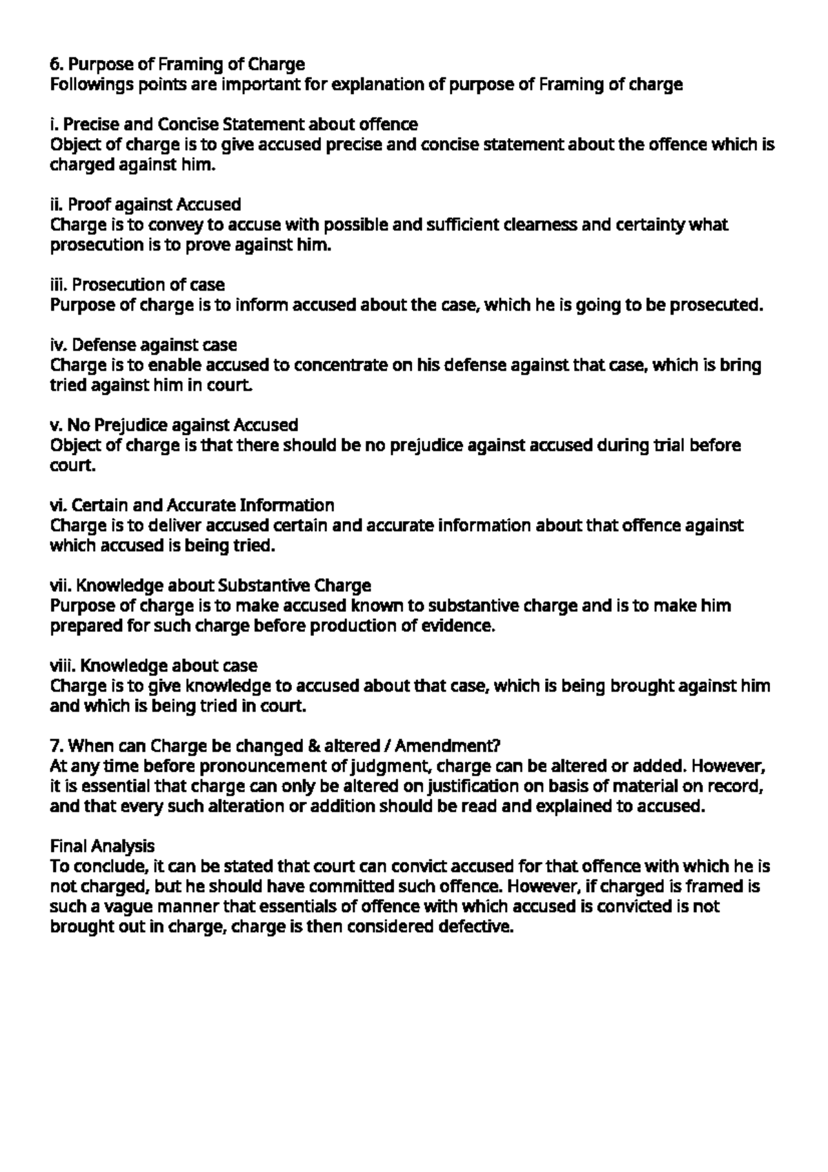 Charge 2 LLB Purpose of Framing of Charge Followings points are