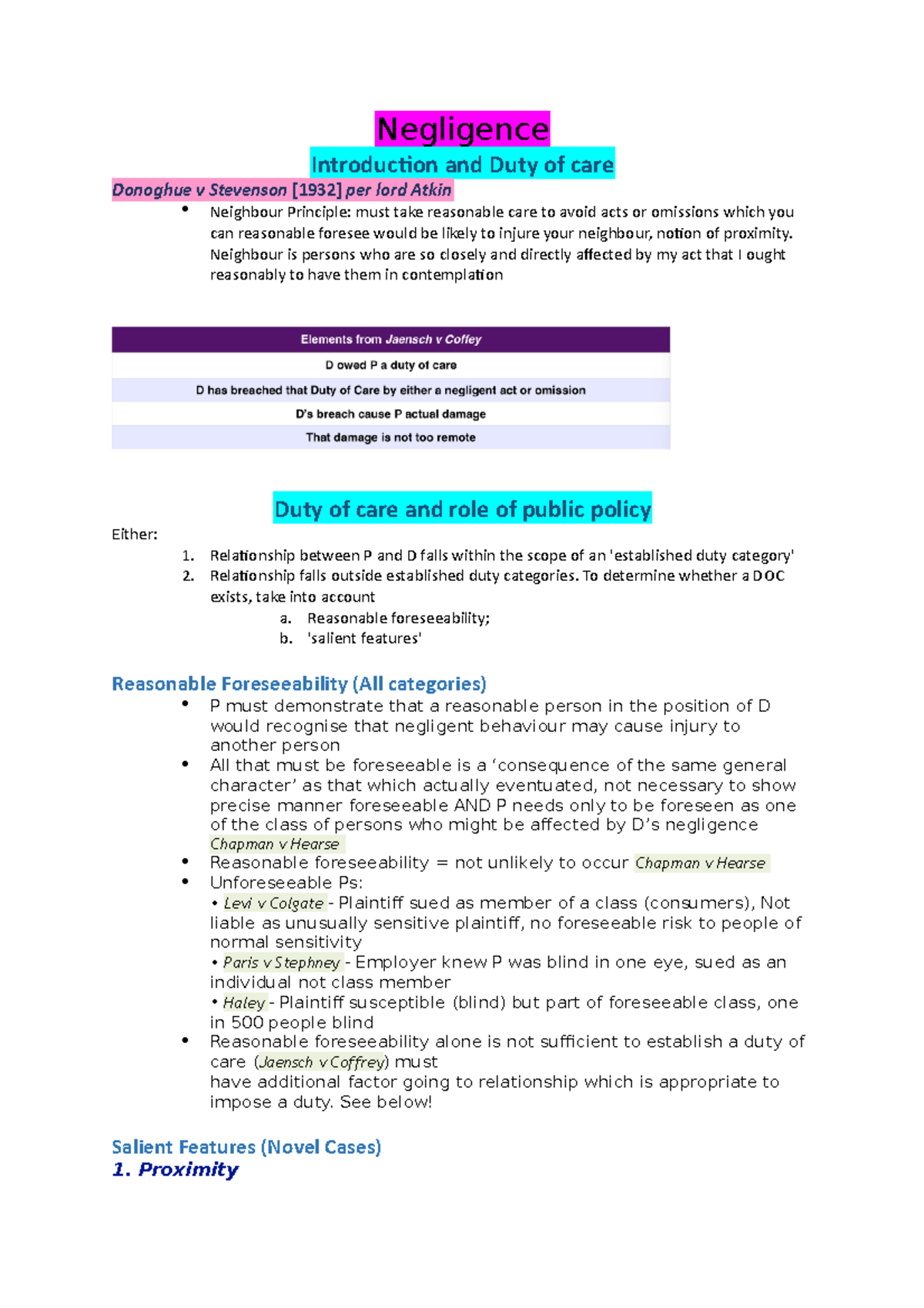 Seminar 4 - Negligence - Negligence Introducion and Duty of care ...