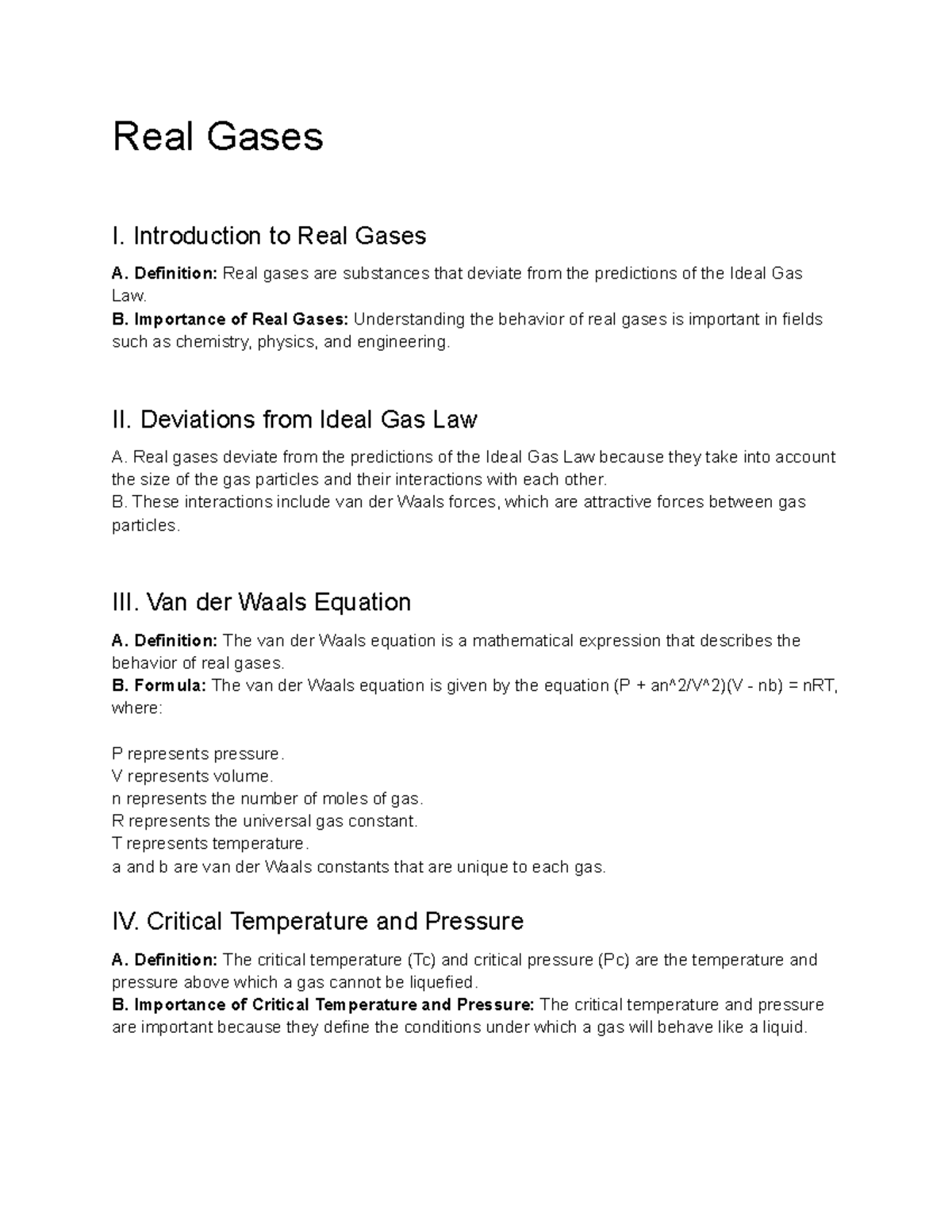 General Chemistry I (CHM-1010) Lecture 20 - Real Gases - Real Gases I ...