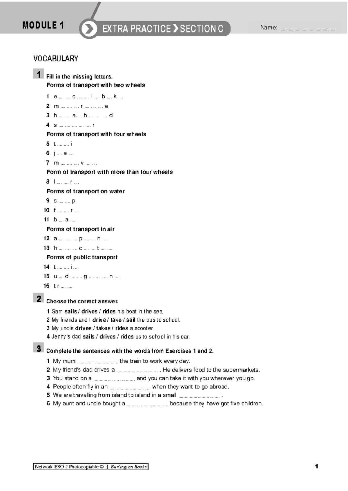 C - inglés 2 ESO - Network ESO 2 Photocopiable © Burlington Books 1 ...