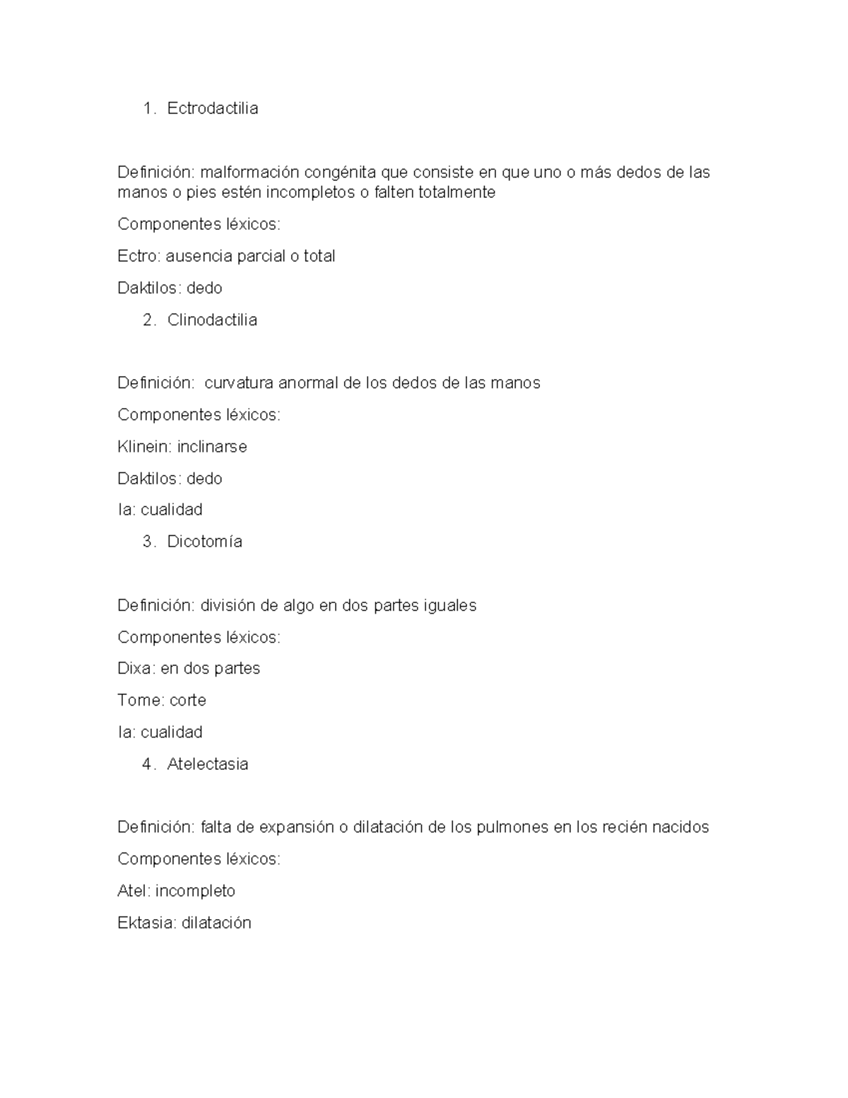 glosario semana 14 - Ectrodactilia Definición: malformación congénita ...