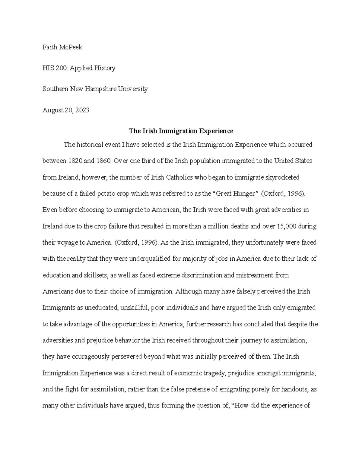 Final+Project-HIS+200 - Faith McPeek HIS 200: Applied History Southern ...