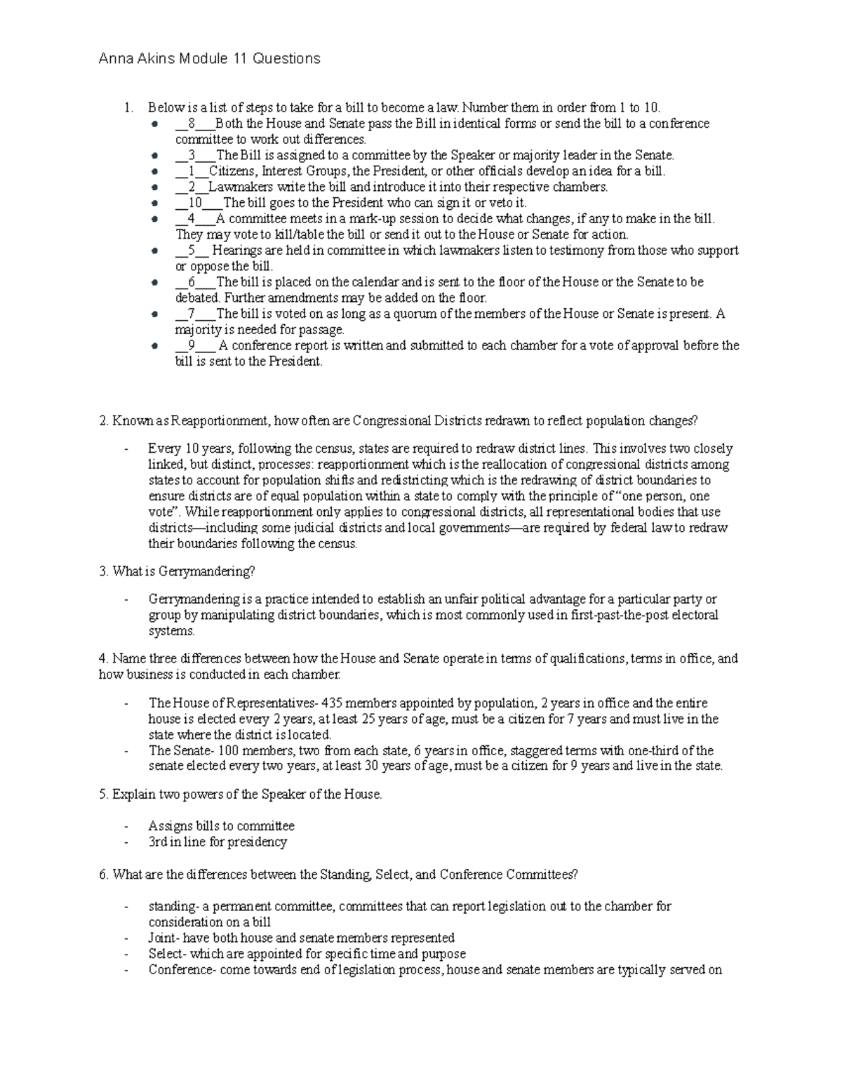 Module 11 Questions And Answers - Anna Akins Module 11 Questions Below 