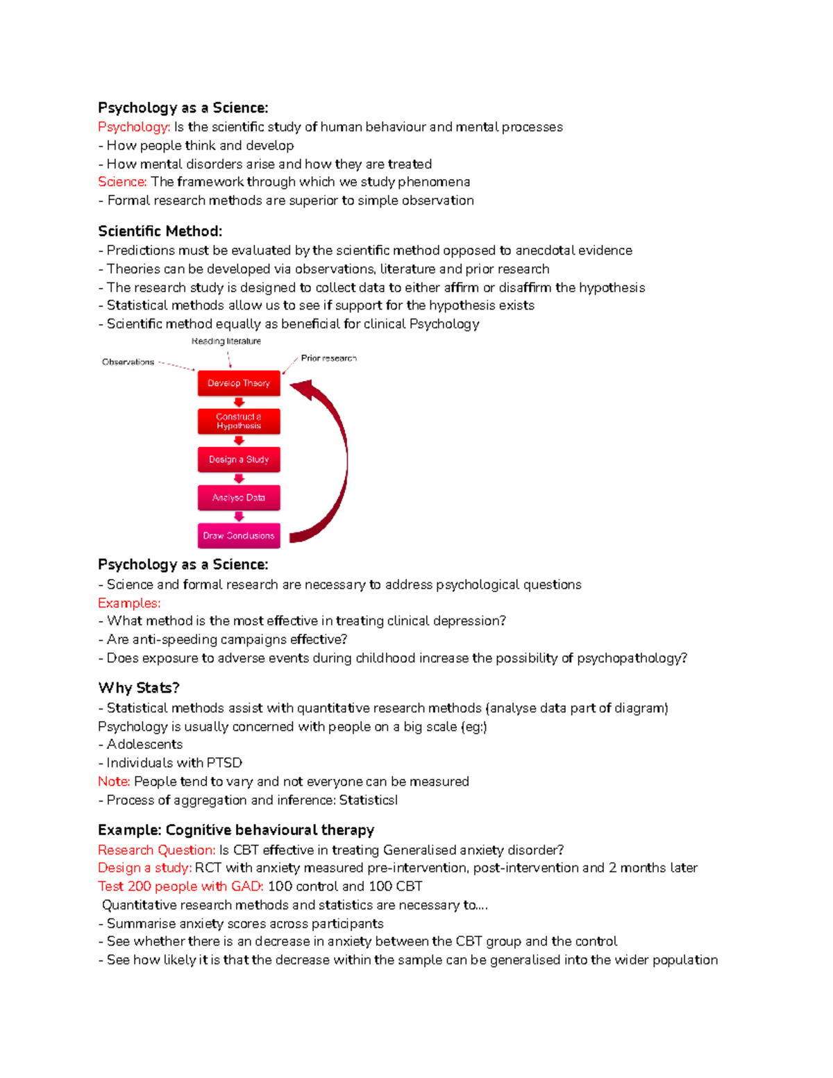 Week 1 Why Statistics - Lecture notes 1 - Psychology as a Science ...