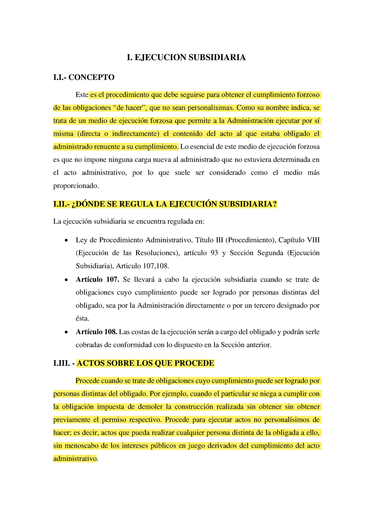 Ejecucion Subsidiaria - I. EJECUCION SUBSIDIARIA I.- CONCEPTO Este Es ...