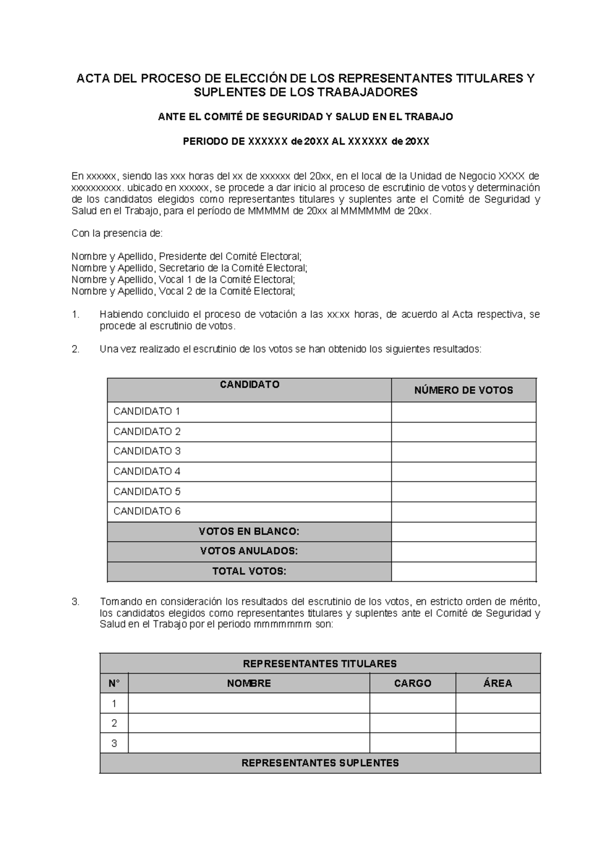 Acta del Proceso de Eleccion - ACTA DEL PROCESO DE ELECCIÓN DE LOS ...