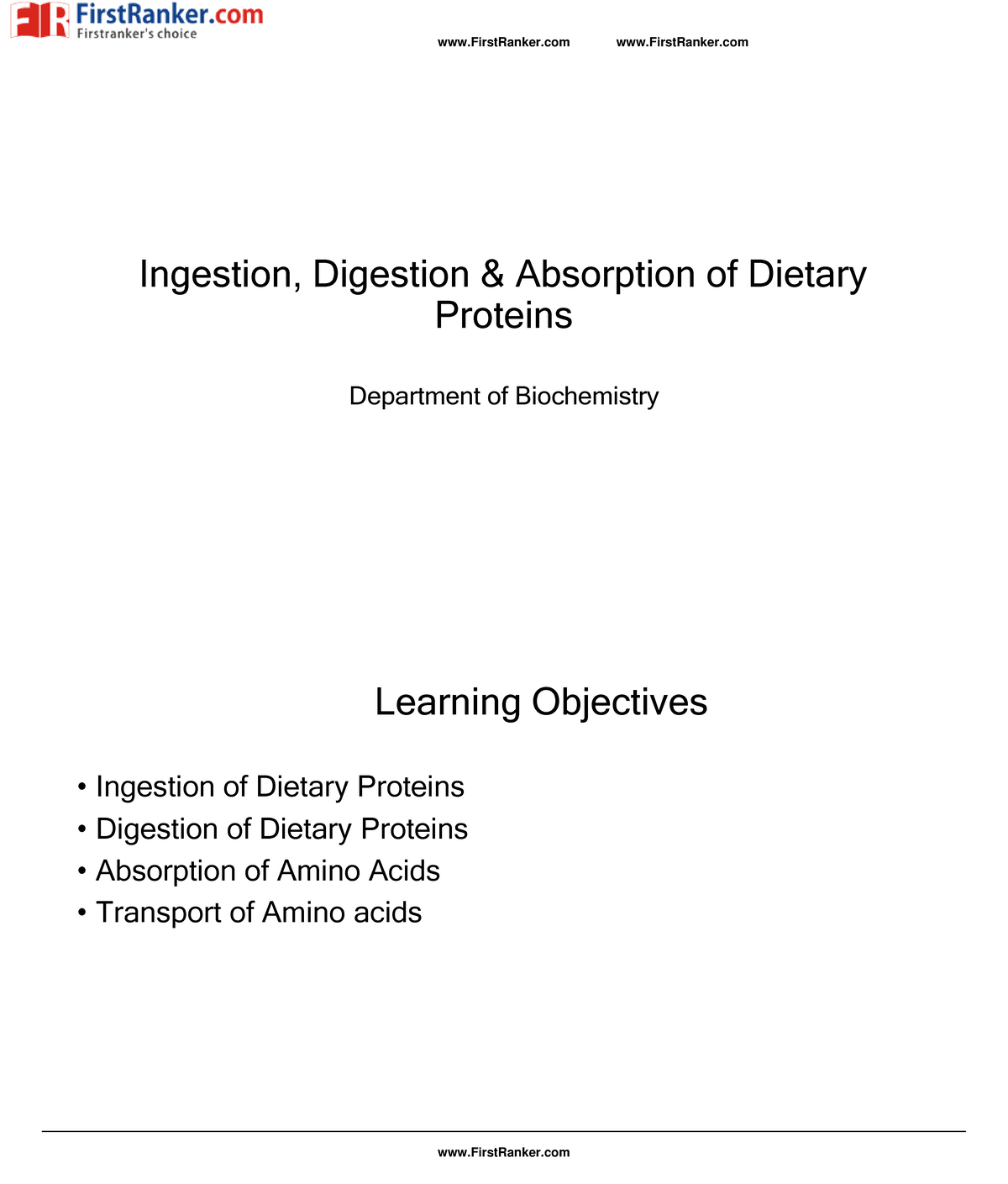 MBBS Biochemistry Topic WISE Notes Ingestion Digestion AND Absorption ...