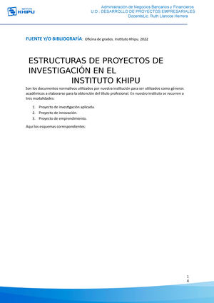 Esquema - Proyectos DE Investigacion Aplicada - INSTITUTO DE EDUCACIÓN ...