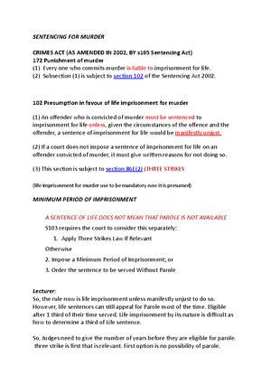 Sentencing Exam Prep - Mid Year Exam Notes - Specific Sentencing Rules ...