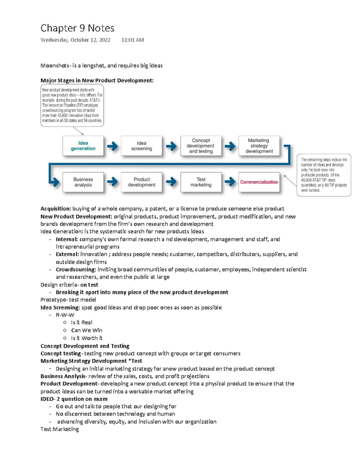 MKGT 3340 Ch.9 Notes - Moonshots- Is A Longshot, And Requires Big Ideas ...