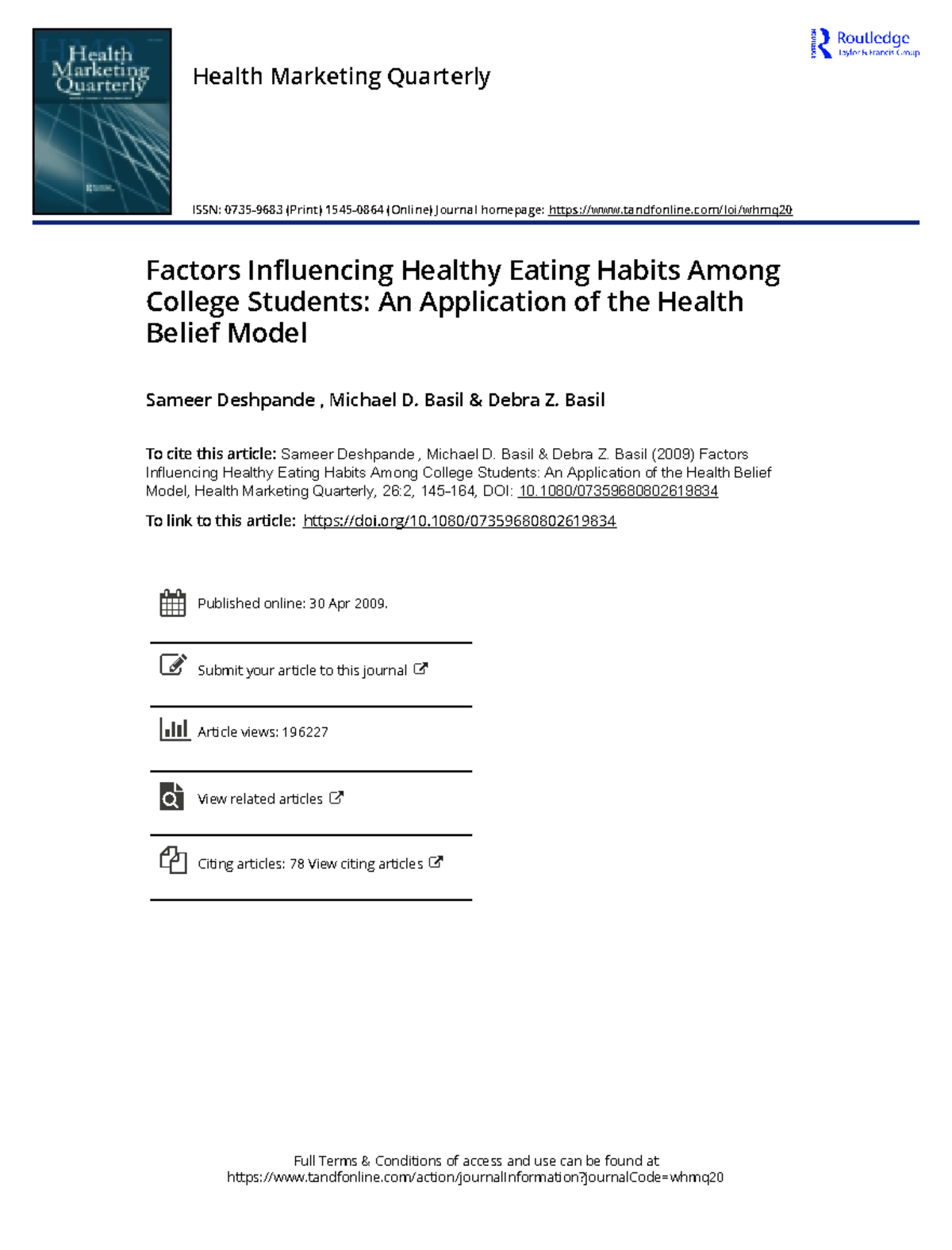 Factors Influencing Healthy Eating Habits Among College Students An ...