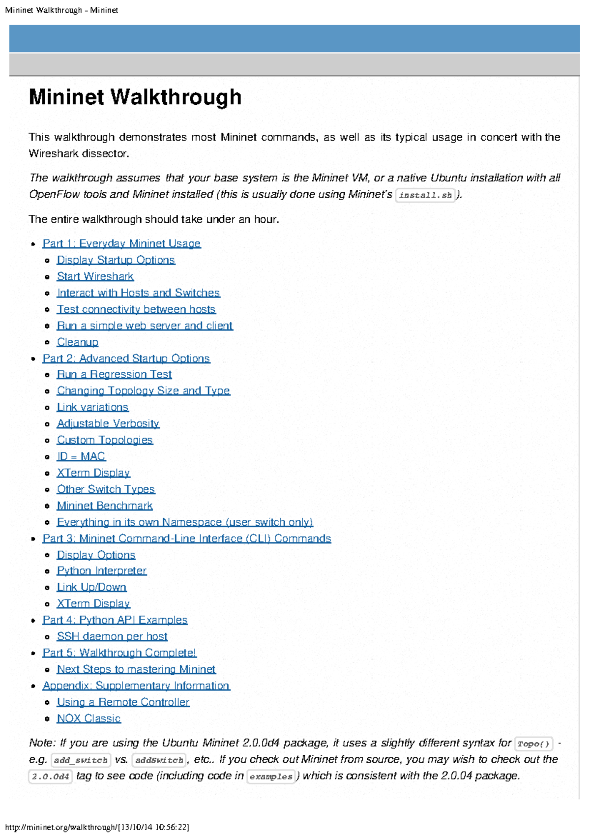 Mininet Walkthrough - This walkthrough demonstrates most Mininet ...