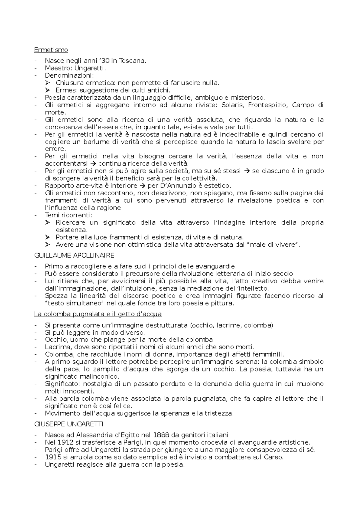 Ermetismo Guillaume Apollinaire Ungaretti Ermetismo Nasce negli