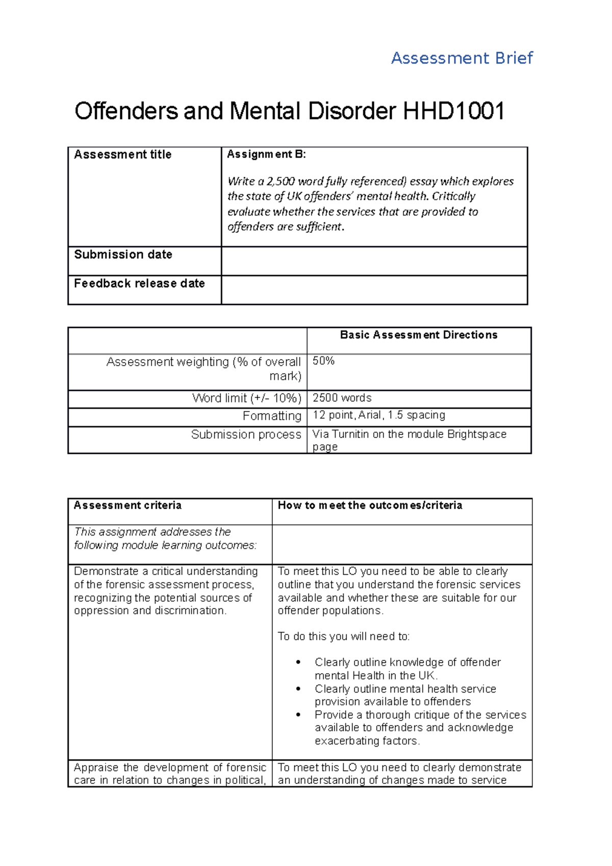 Offenders And Mental Disorder 2 Critically Evaluate Whether The 