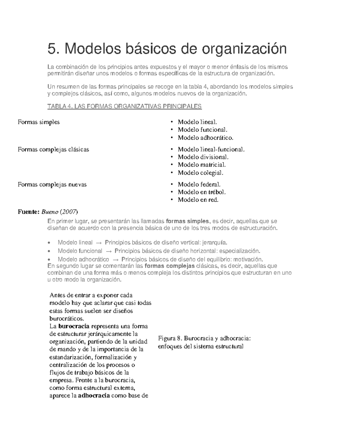 Modelos DE Organizacion Laboral - 5. Modelos básicos de organización La ...