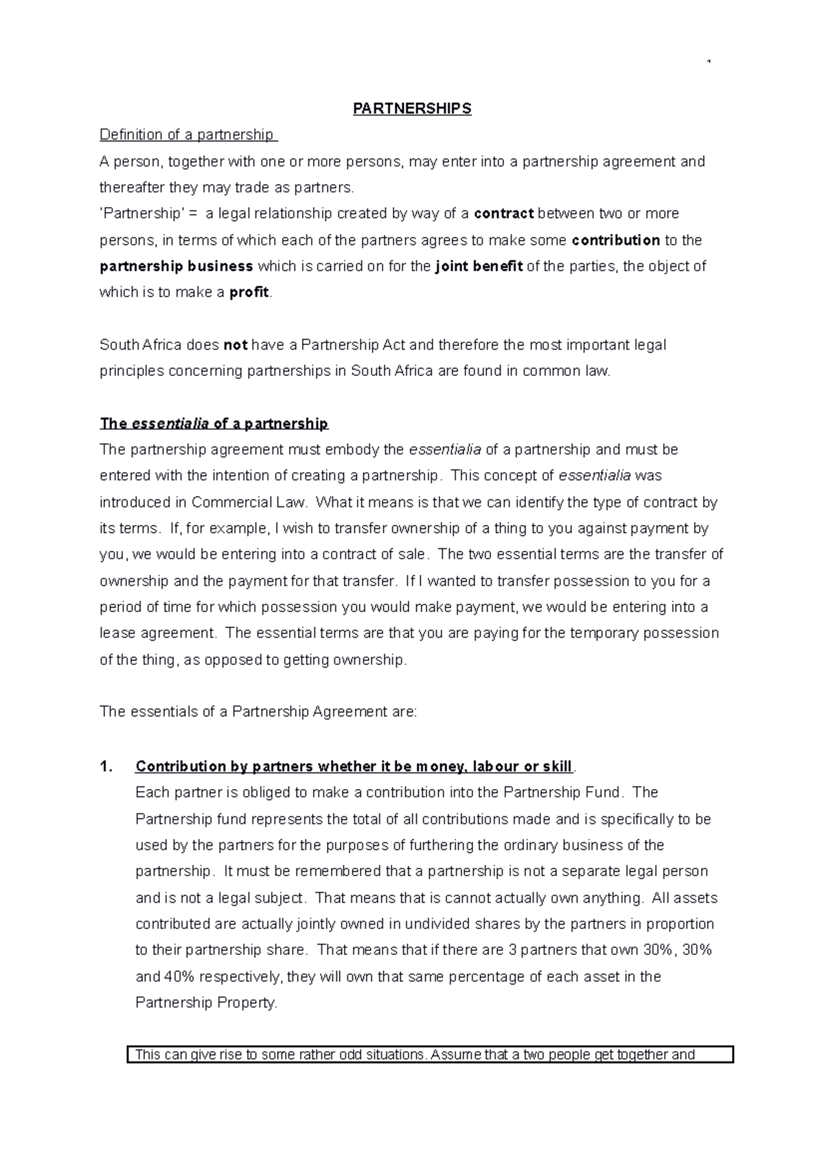 Week 2 Partnerships - notes - PARTNERSHIPS Definition of a partnership ...