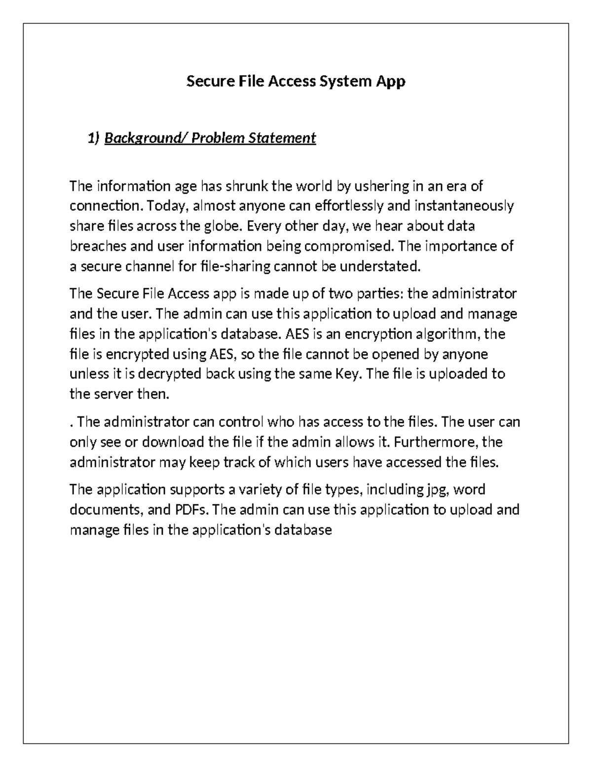 A185 - document - Secure File Access System App Background/ Problem ...