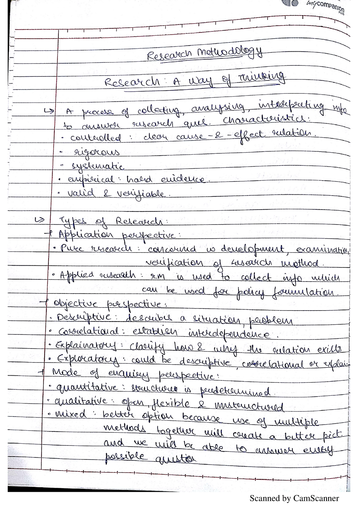 research methodology summary notes