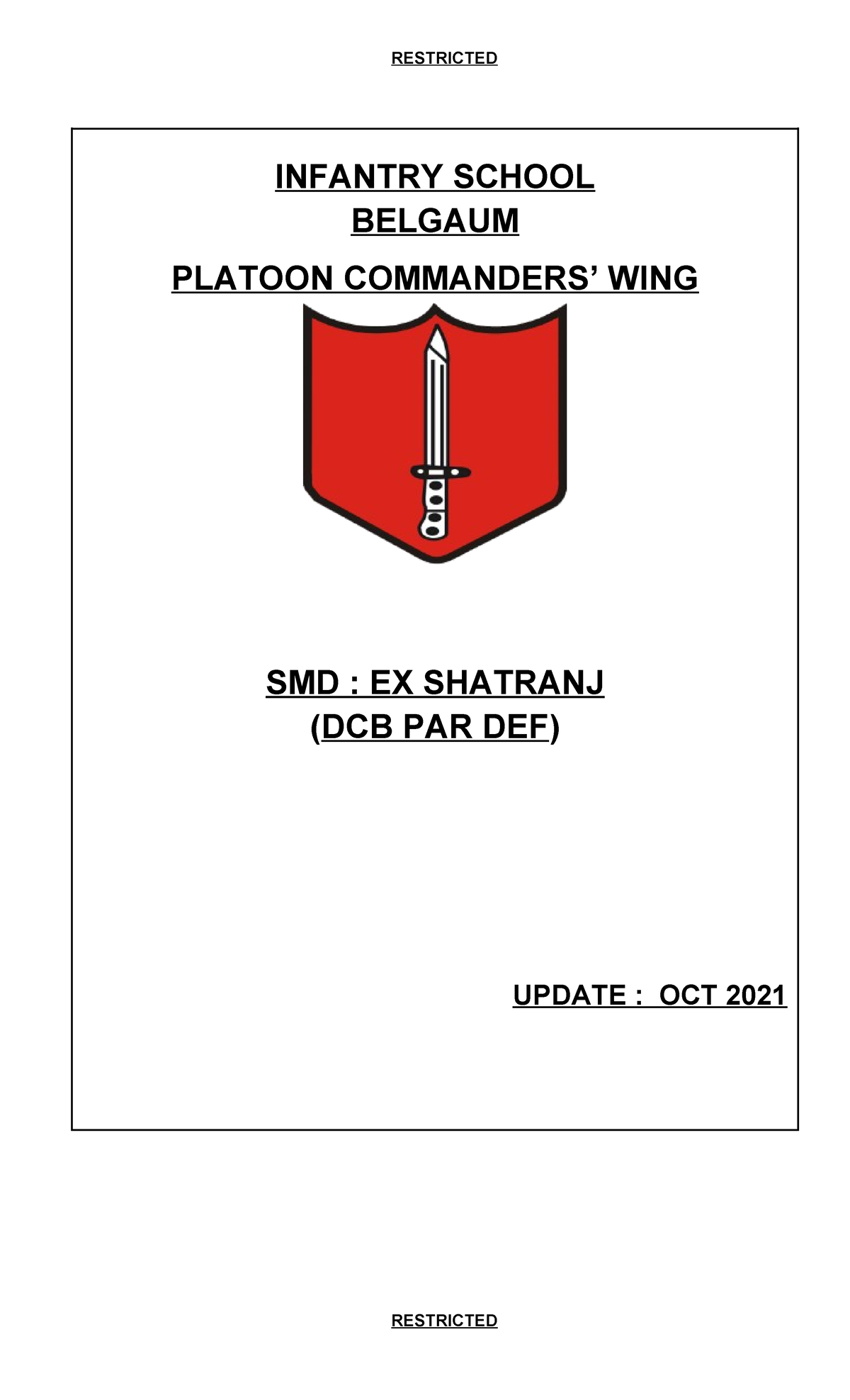 Shatranj Final 08 Nov (Repaired) - INFANTRY SCHOOL BELGAUM PLATOON ...