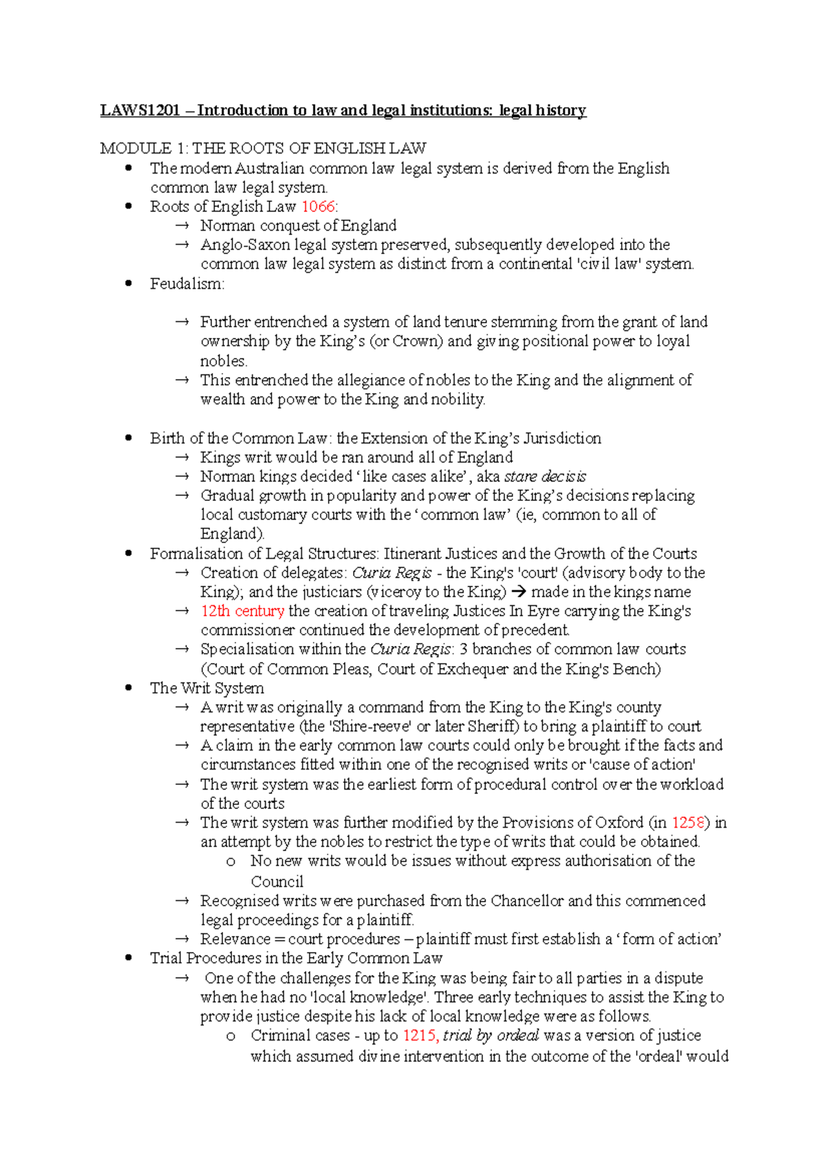 LAWS1201 - Legal history modules - LAWS1201 – Introduction to law and ...