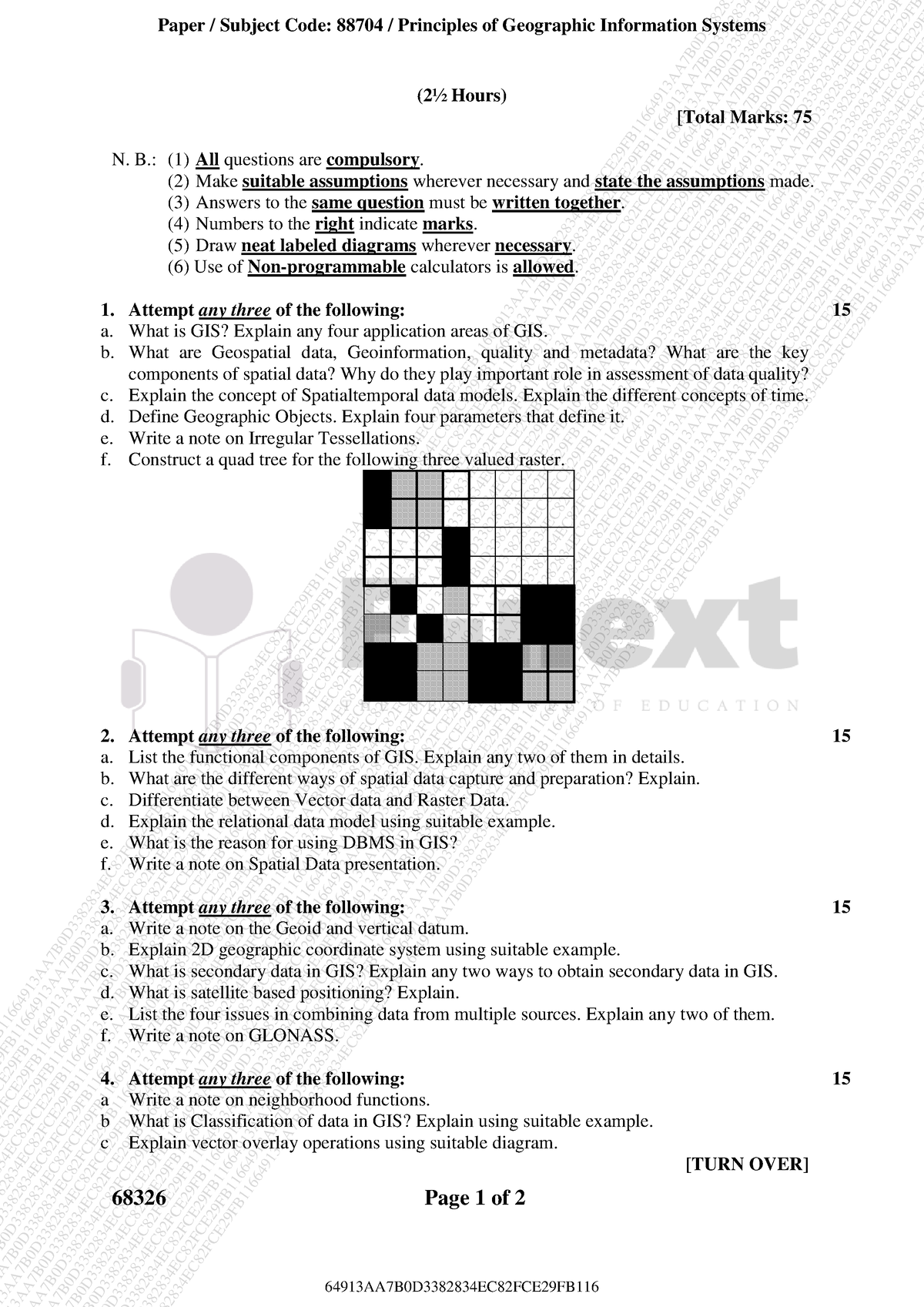 Geographic Information Systems 68326 Page 1 Of 2 2 Hours Total 