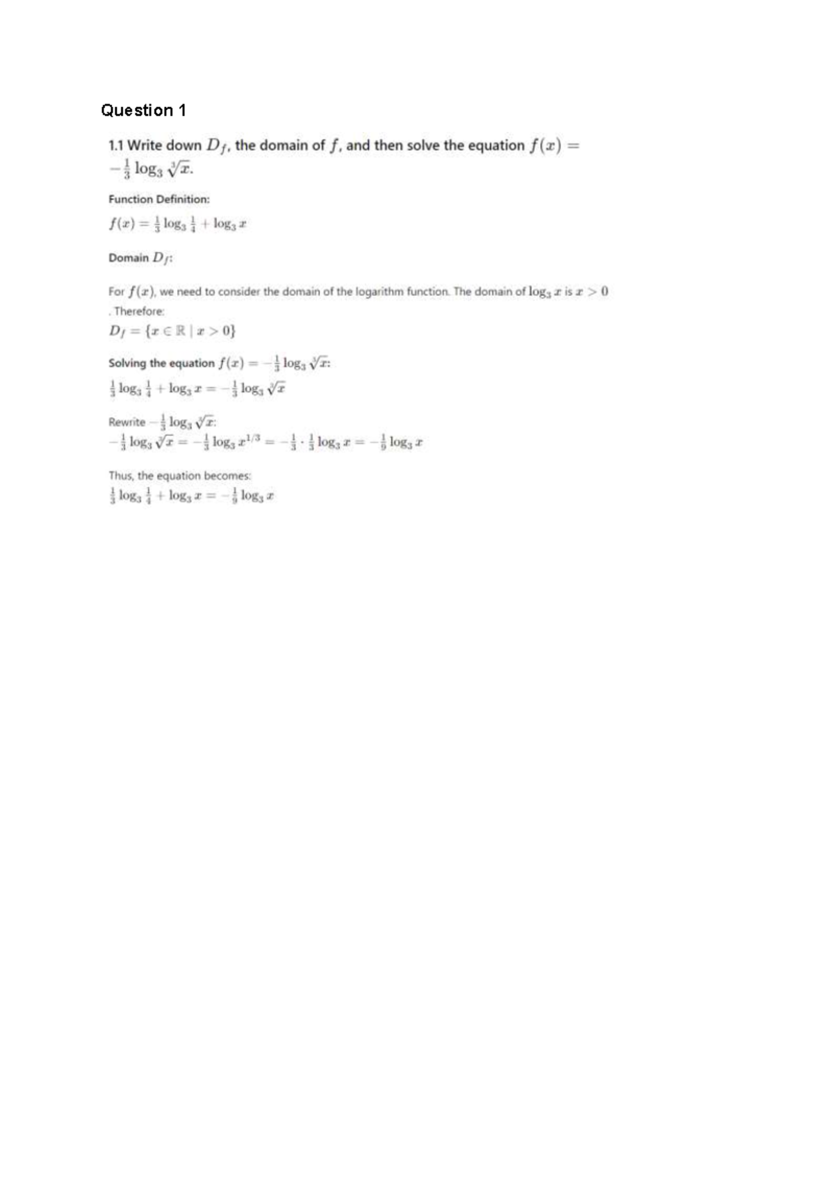 MAT1501 Assignment 2 2024 - Question 1 1 Write down D. the domain of f ...