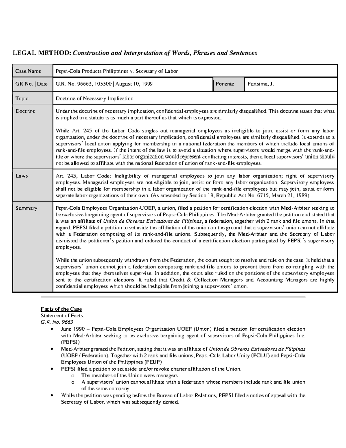 61. Pepsi-Cola Products Philippines, Inc. v. Secretary of Labor, G.R ...