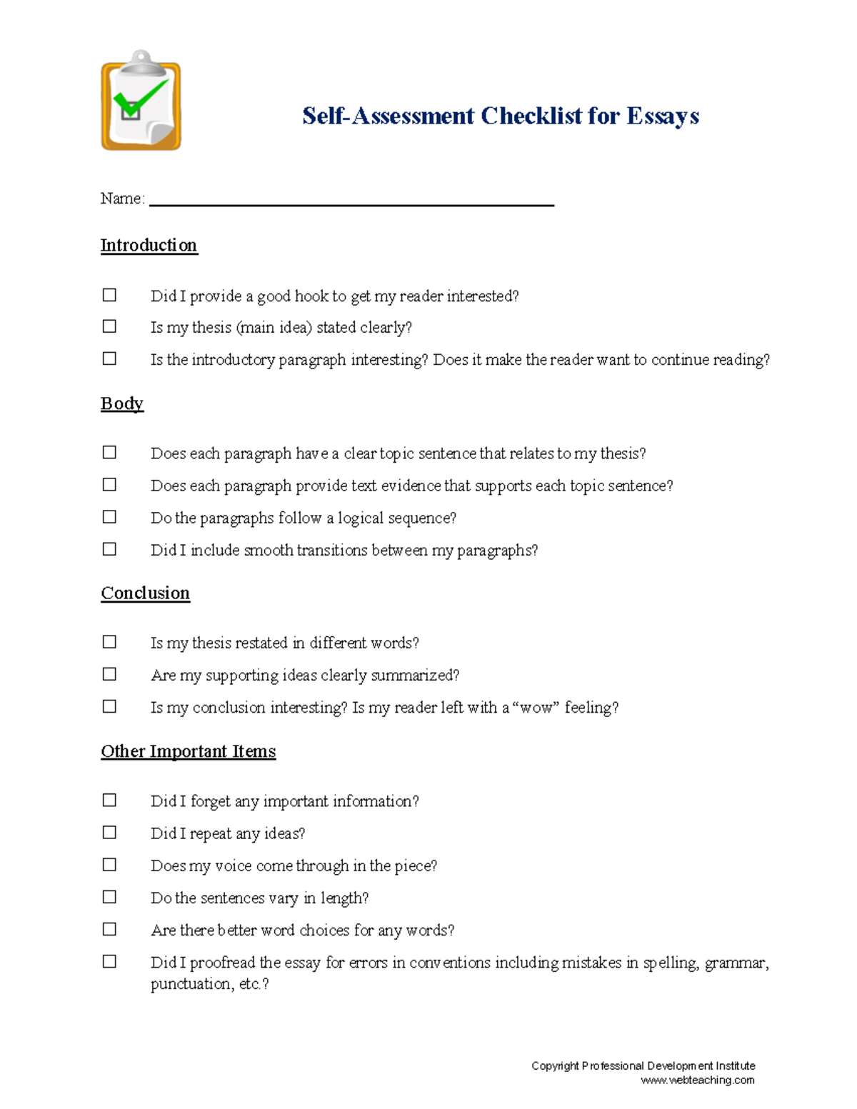 essays assessment tool